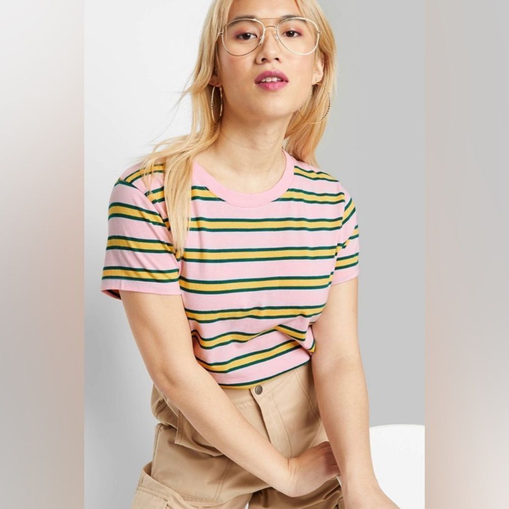 ✨please bundle:: NWT. Wild Fable colorful striped cropped tee